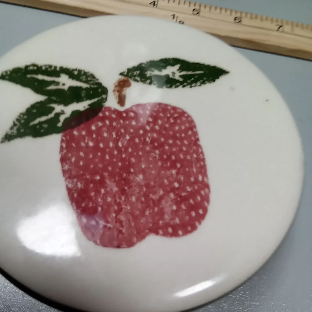 Vintage Tall Square Glass Apple Canister Embossed Fruit Jar Ceramic Lid 12.5in‎